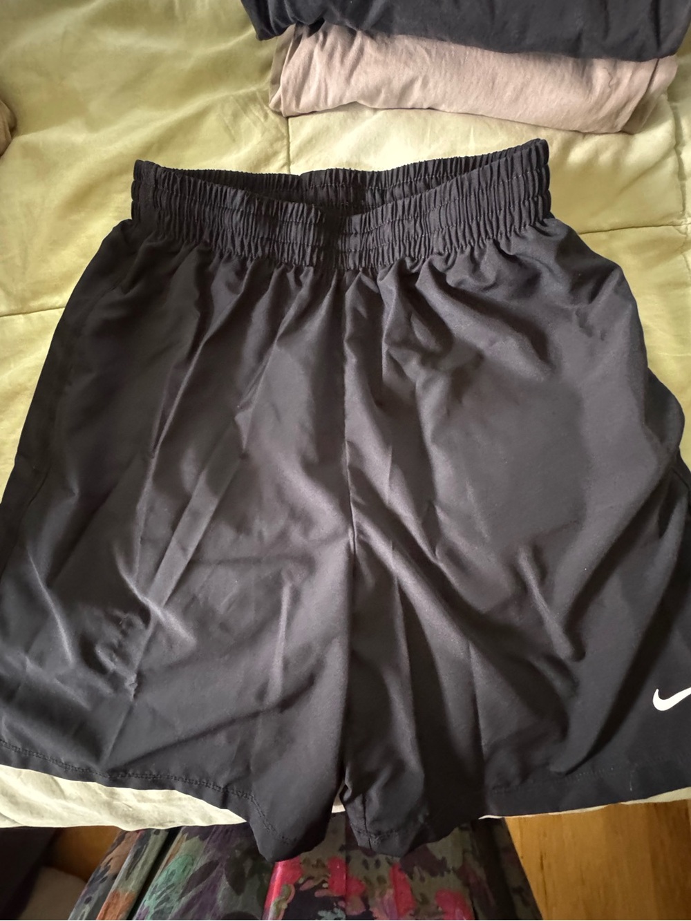 Nike Boy’s Black Athletic Shorts with White Swoosh
